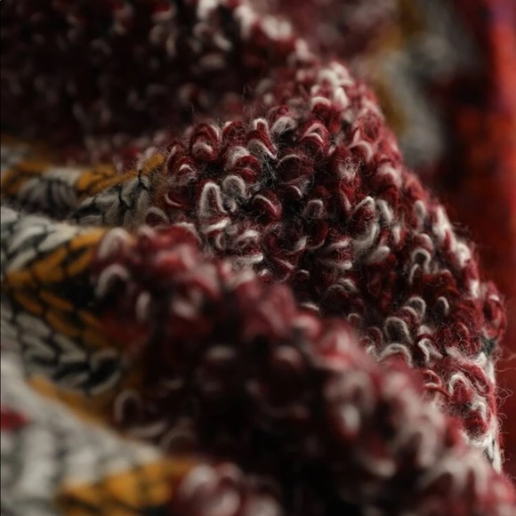 MULTICOLOR GRAPHIC PATTERN FRINGE CHUNKY KNIT CARDIGAN - Picture 4 of 8